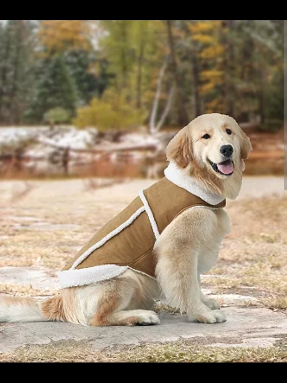 Koolaburra Tan Sherpa-Trim Dog Coat - Insulated Winter Vest